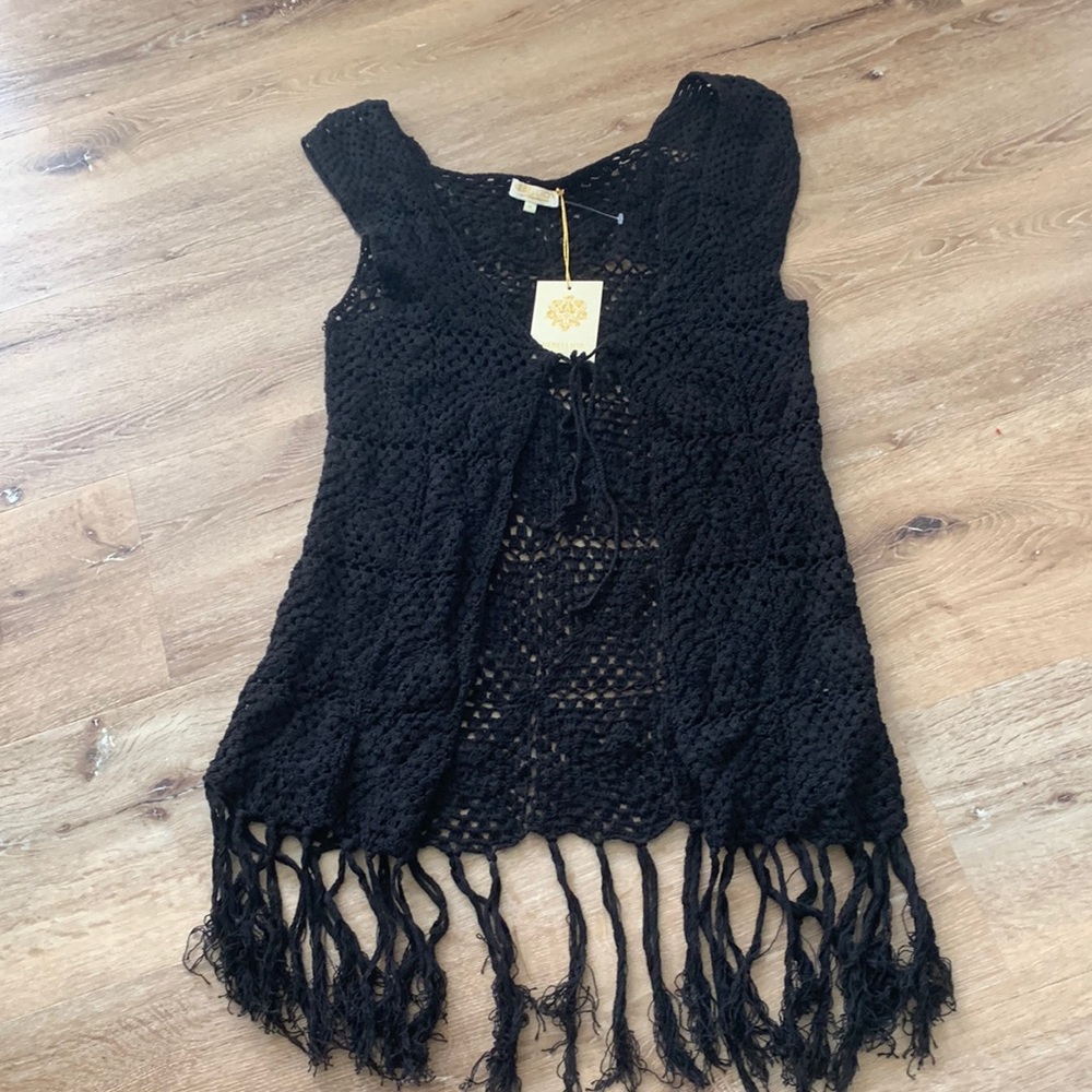Women’s long crochet top by Rebellion size M, new with tags